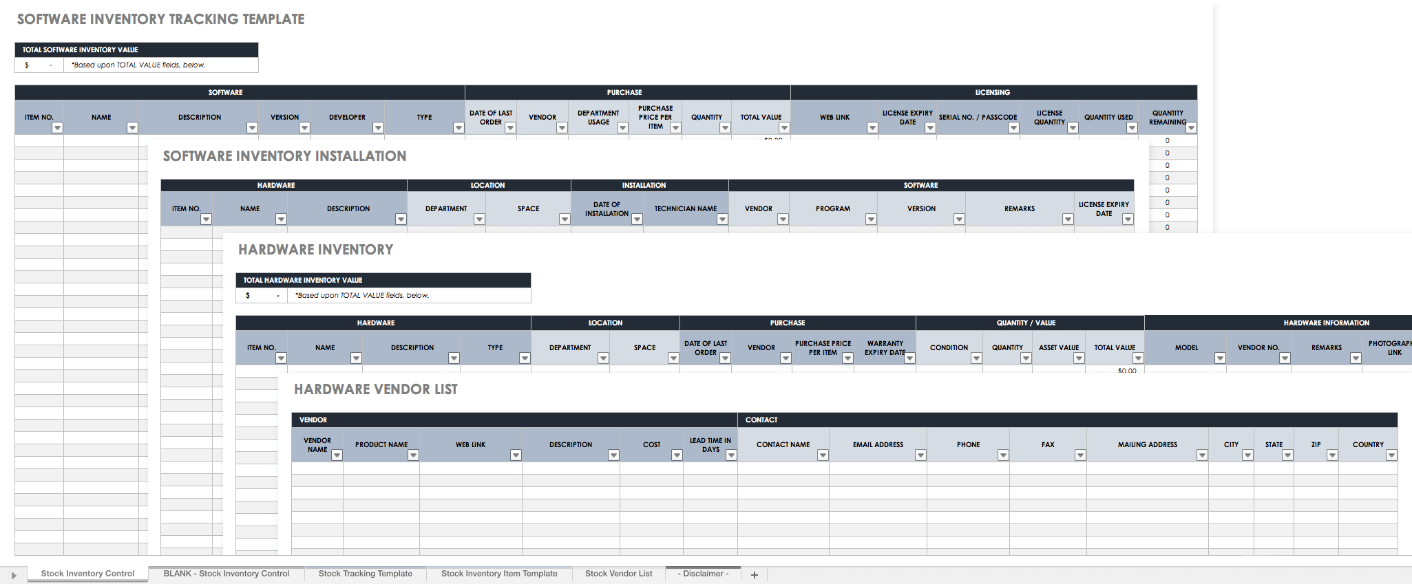 Parts Inventory Spreadsheet Template Example