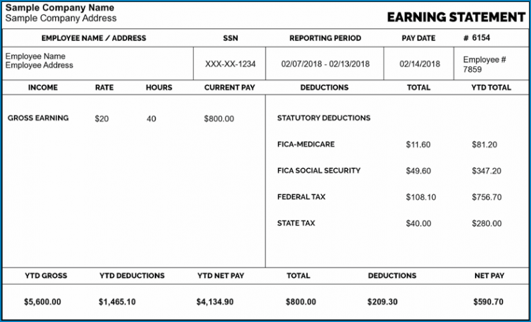 √ Free Printable Pay Stub Template