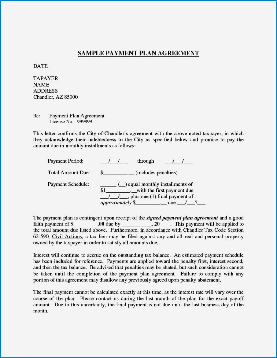 Payment Agreement Template Example