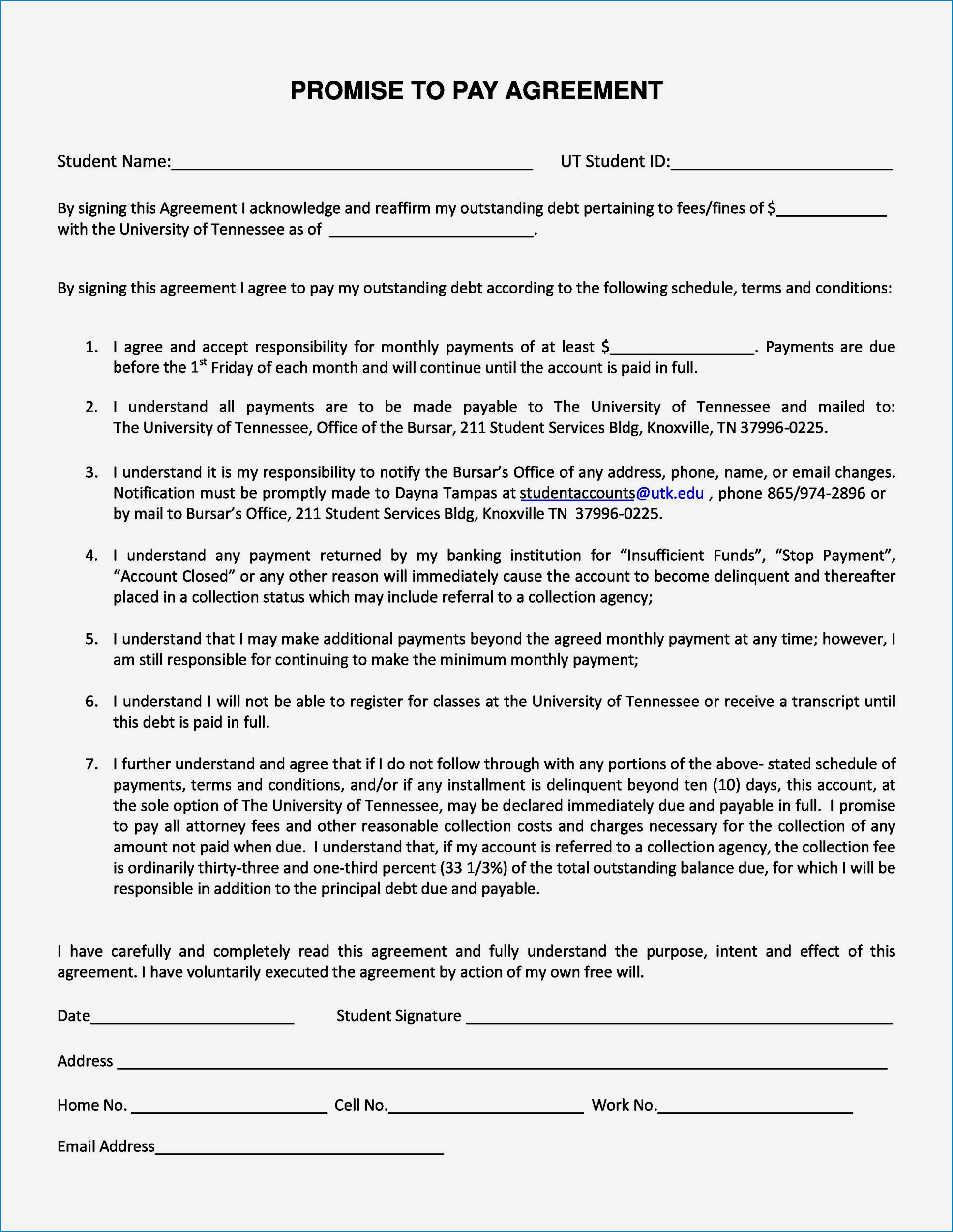 Payment Agreement Template Sample