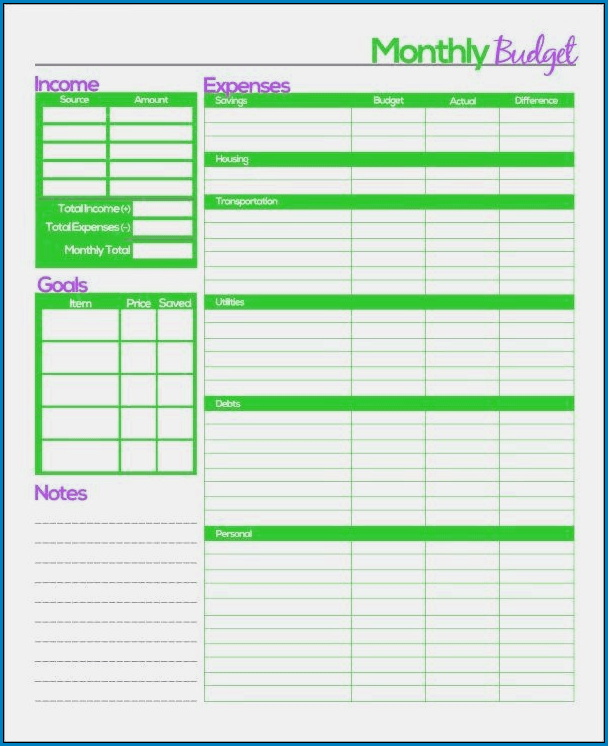 Personal Budget Template Sample