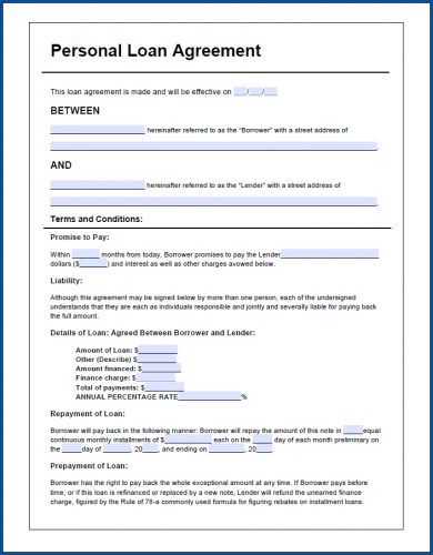 √ Free Printable Personal Loan Agreement Template