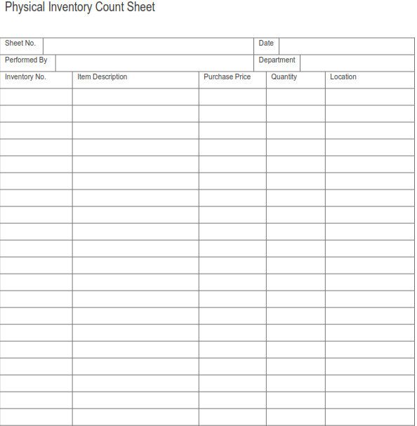 Physical Inventory Count Sheet Template