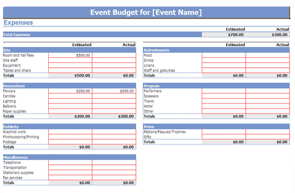 Picnic Budget Template Example