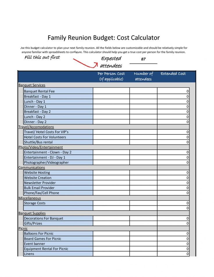 Picnic Budget Template