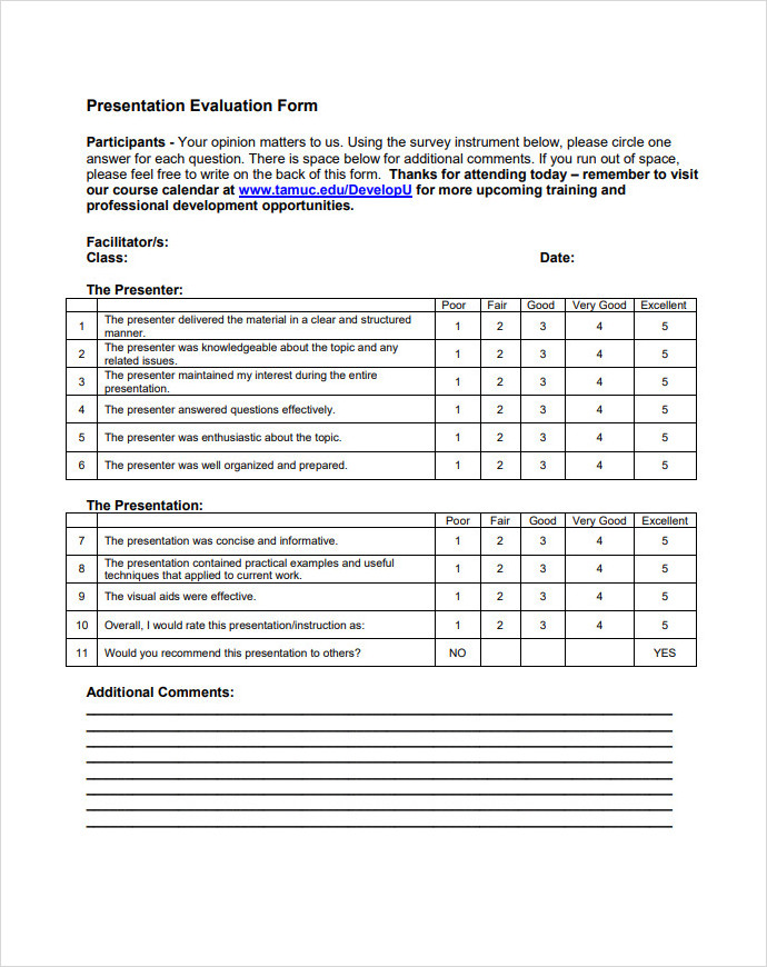 Presentation Evaluation Form