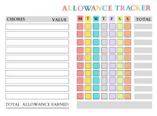 Printable Allowance Tracker Template Example