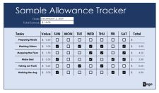 Printable Allowance Tracker Template Sample