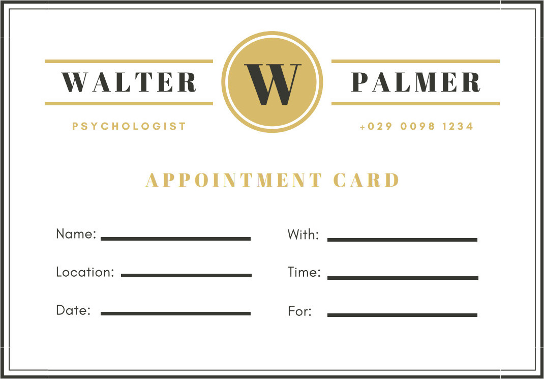 Printable Appointment Card Template