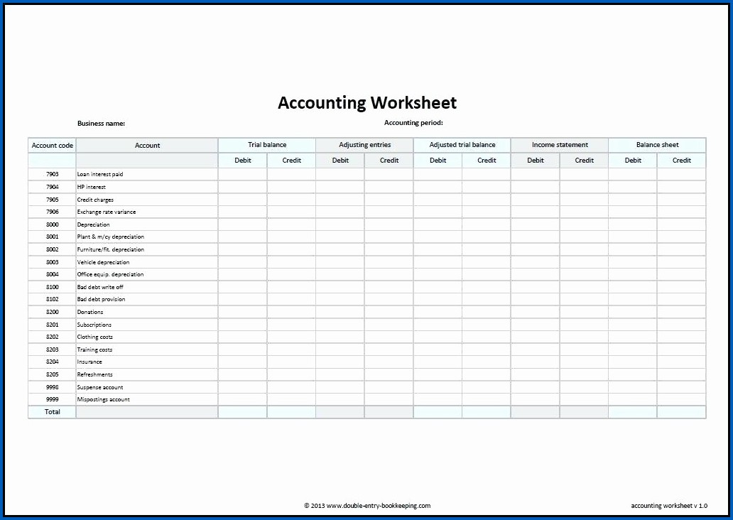 Printable Balance Sheet Sample