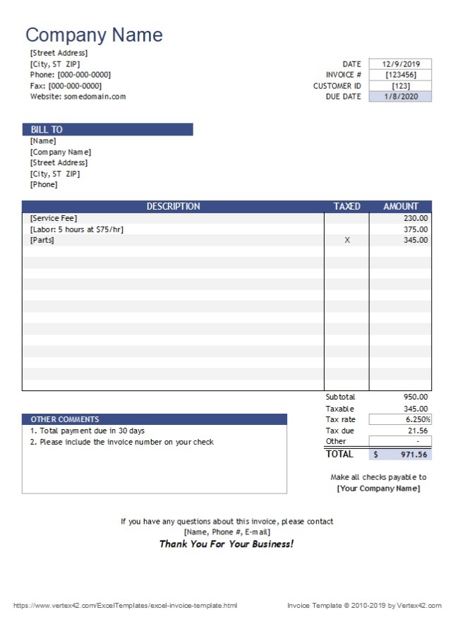 Printable Bill Receipt Template Sample