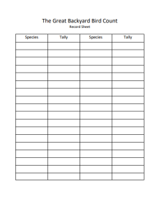 Printable Birds Inventory Template Sample