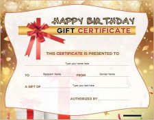 Printable Birthday Gift Certificate Template Example