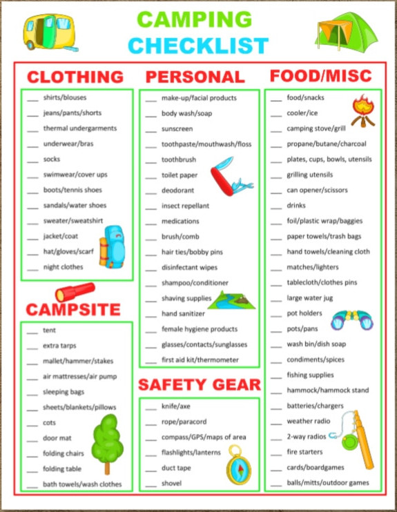 Printable Camping Checklist Template