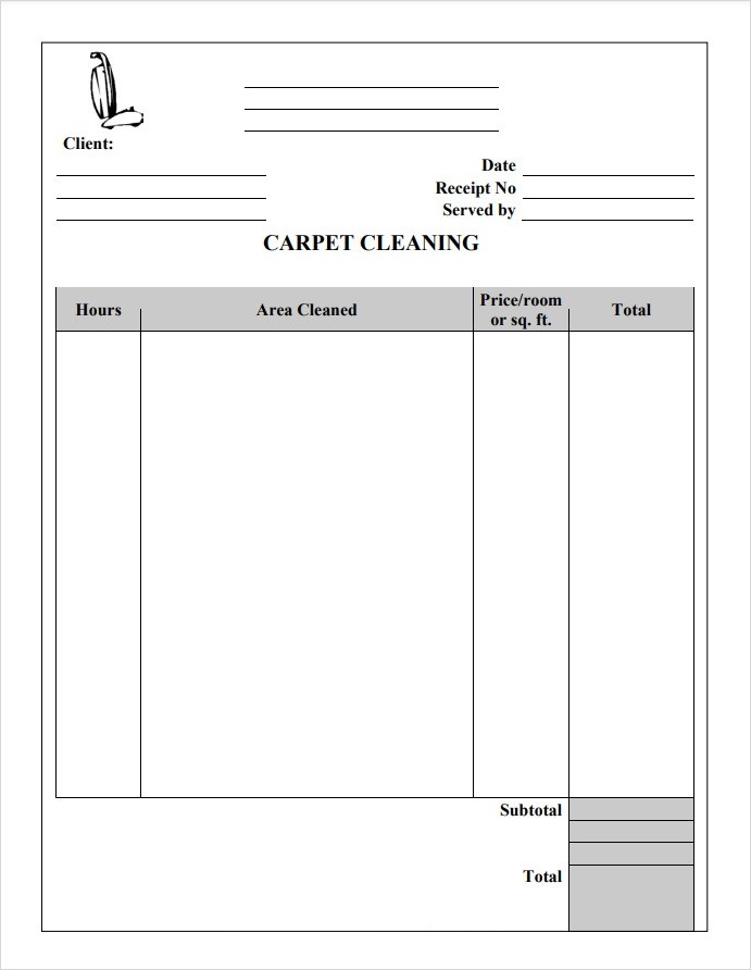 Printable Carpet Cleaning Receipt Template