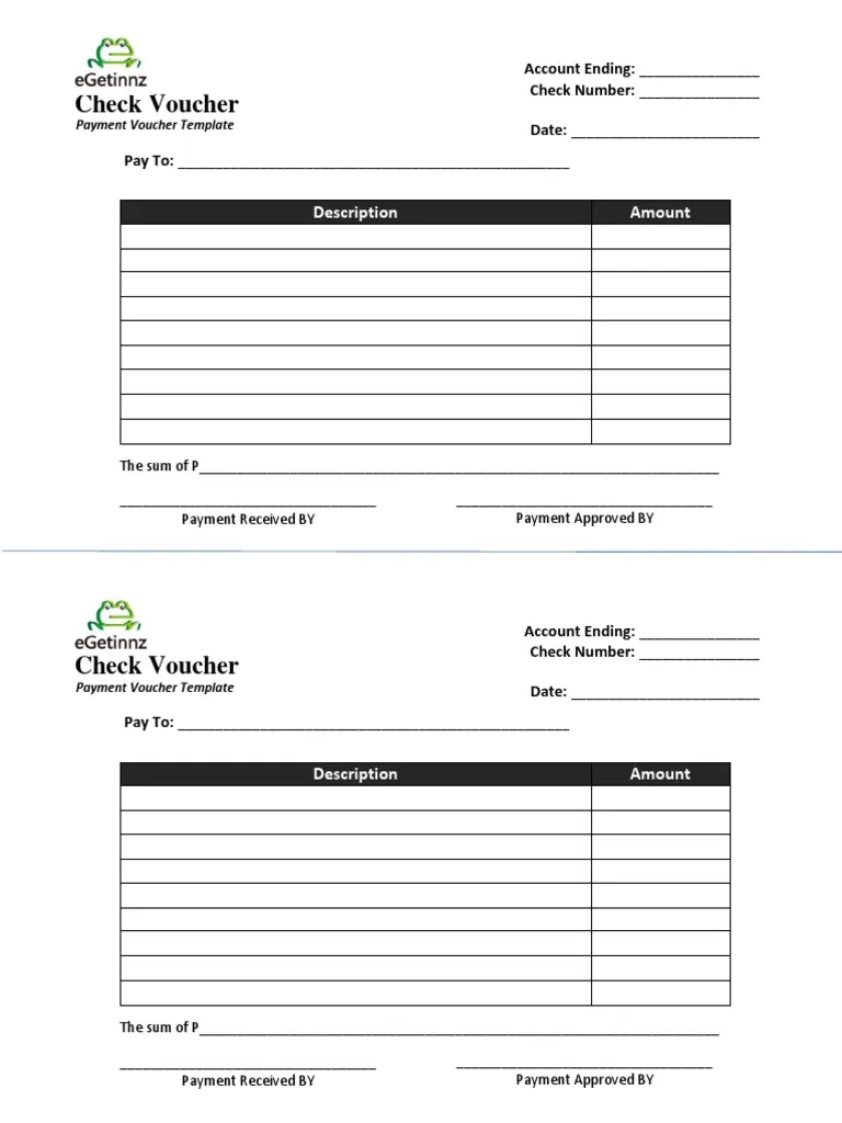 Printable Check Voucher Template