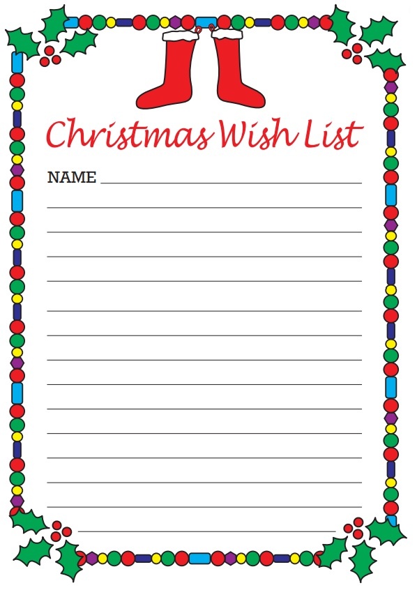 Printable Christmas Wish List Template Example