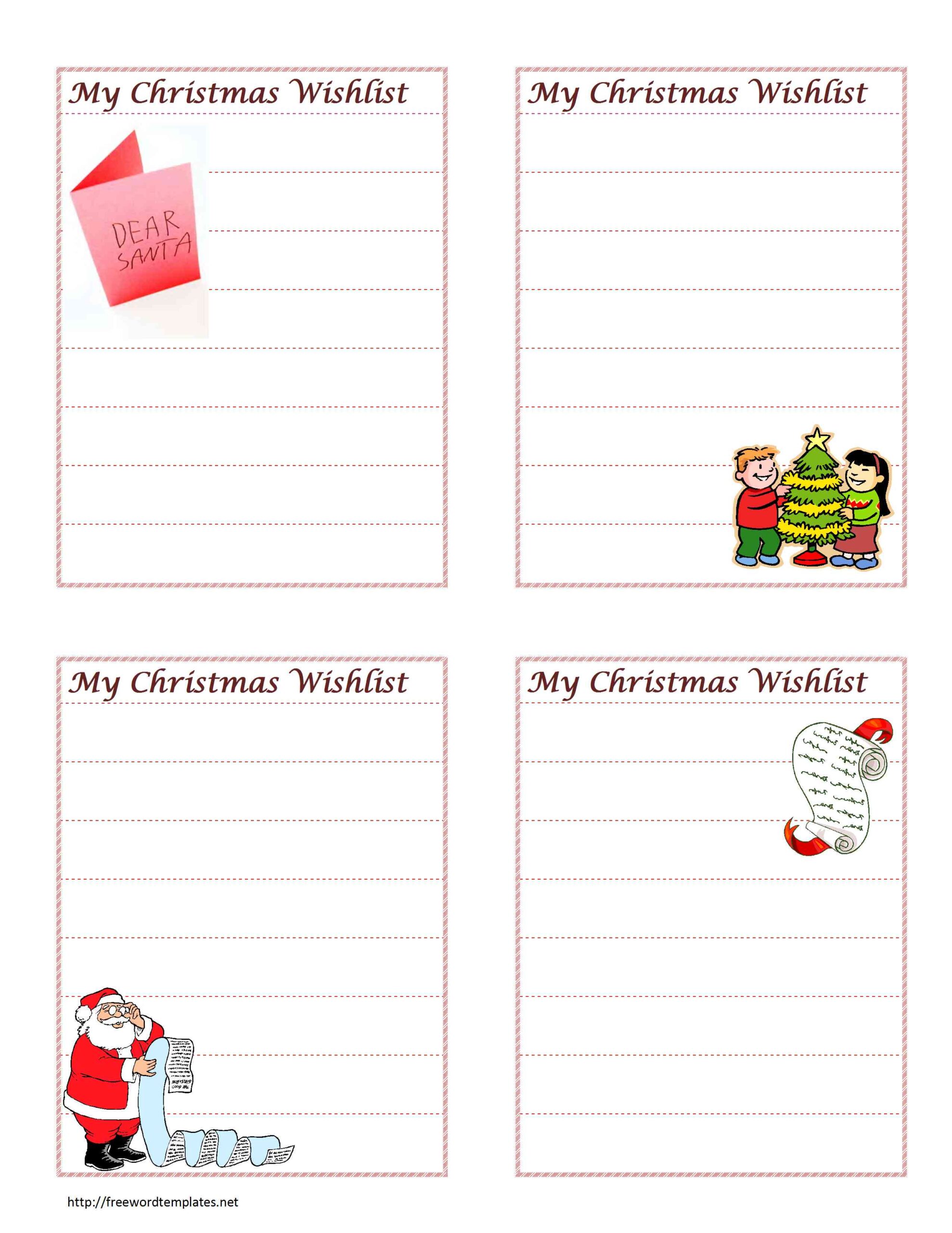 Printable Christmas Wish List Template