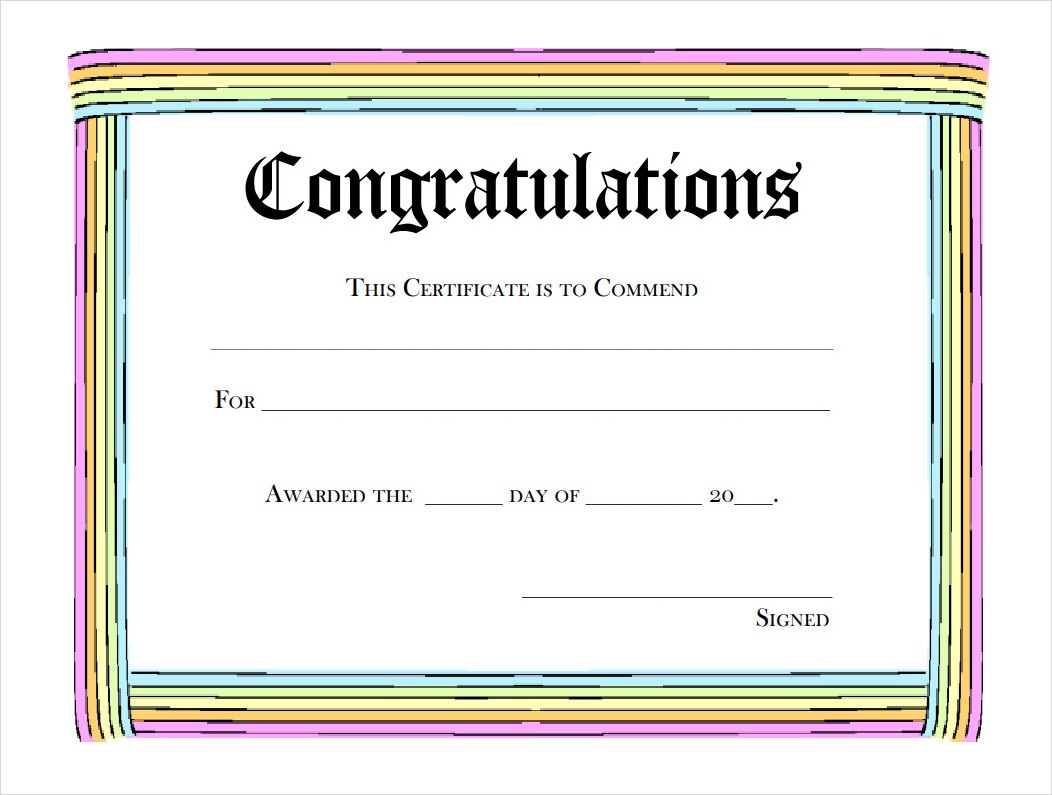 Printable Congratulation Certificate Template