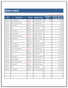 Printable Credit Card Use Log Template Example