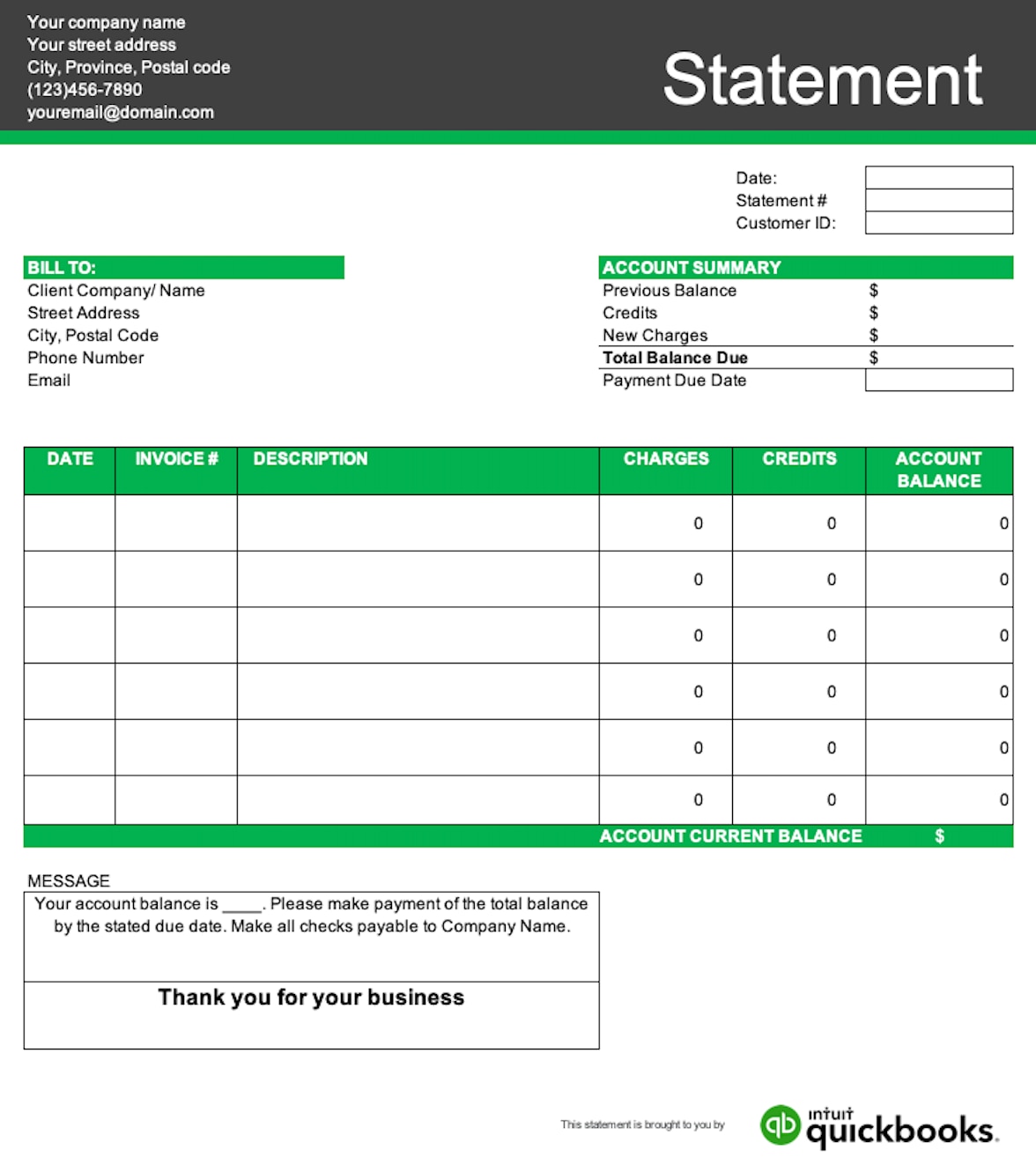 Printable Customer Account and Balance Form Sample