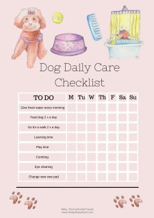 Printable Daily Dog Care Checklist Template