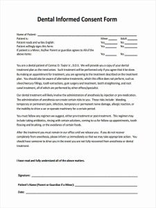 Printable Dental Consent Form