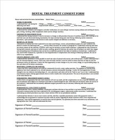 Printable Dental Consent Form Example