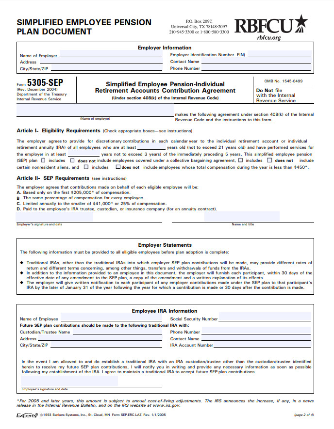 Printable Employee Pension Plan Template