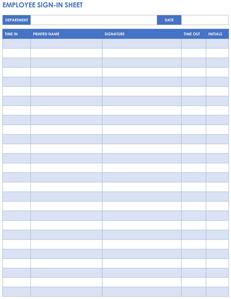 Printable Employee Sign in Sheet Template