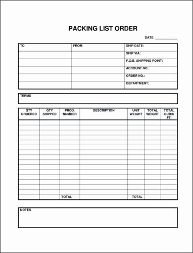 √ Printable Export Packing List Template