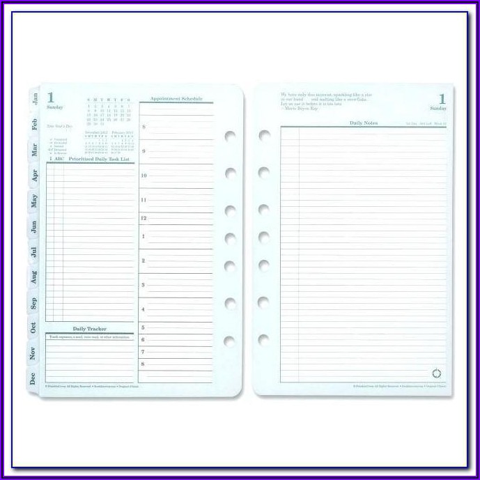 Printable Franklin Planner Template Example