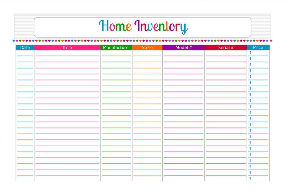 Printable Home Inventory Template