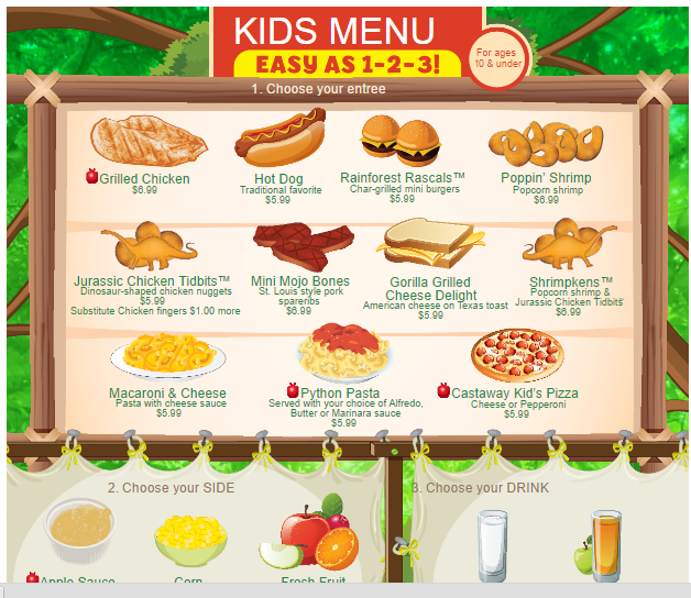 Printable Kids Menu Template Example