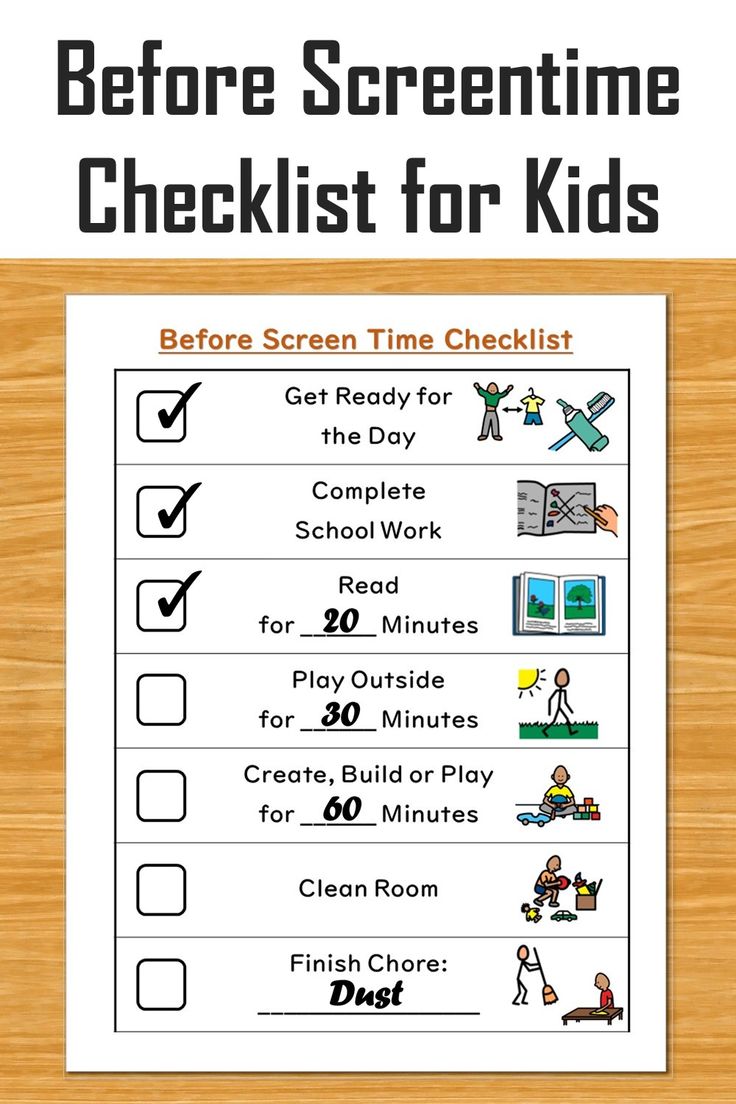 Printable Kids Screen Time Checklist Template Example