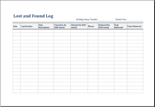 Printable Lost And Found Log Template Example