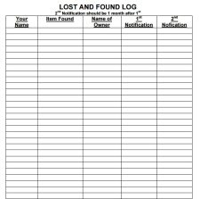 Printable Lost And Found Log Template Sample