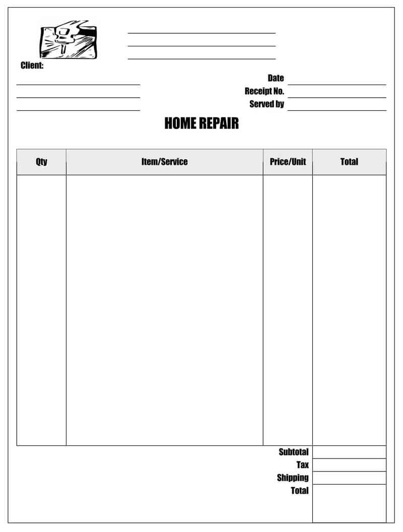 Printable Mechanic Receipt Template Sample