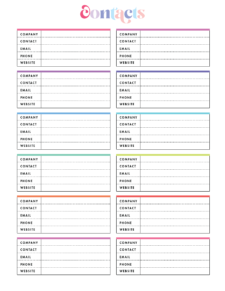 Printable Media Contact List Template Sample | Templateral