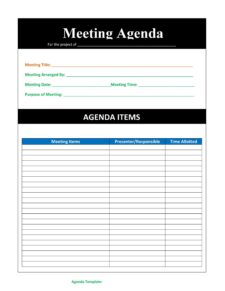 Printable Meeting Agenda Template Example