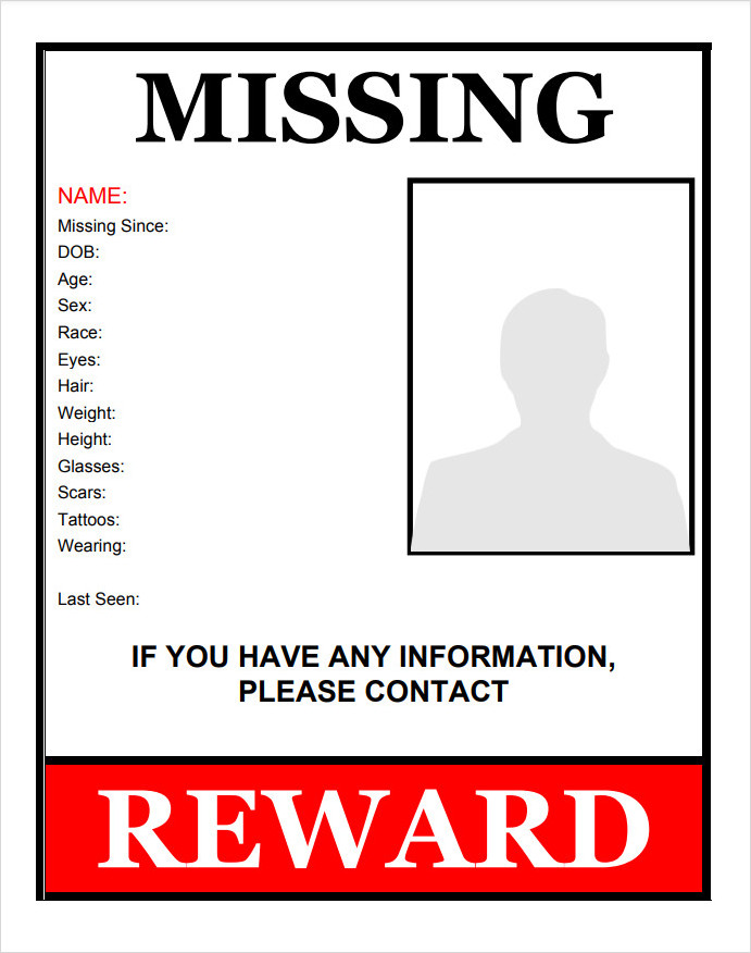 Printable Missing Person Template