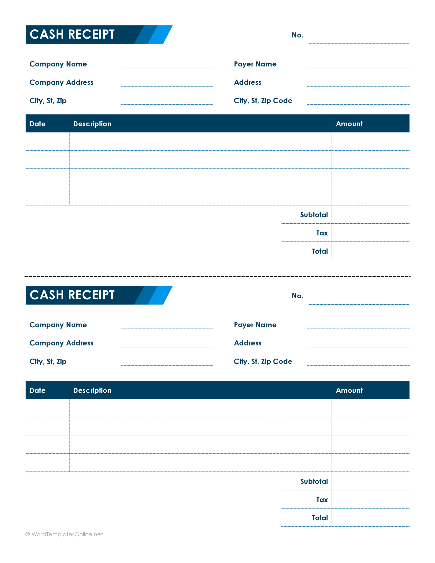 Printable Money Receipt Template Sample