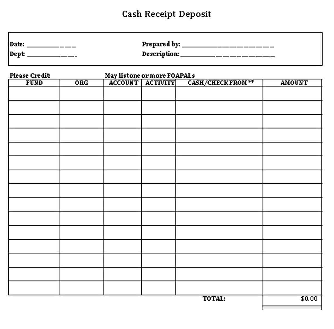 Printable Money Receipt Template