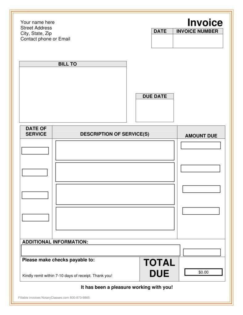 Printable Notary Receipt Template Example