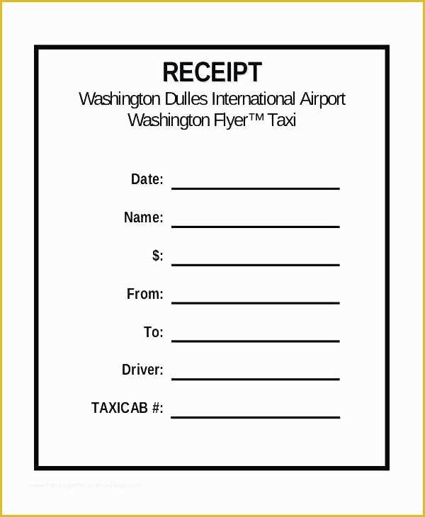 Printable Parking Receipt Template Example