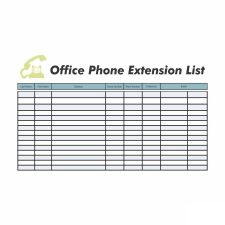 Printable Phone Extension List Template Sample