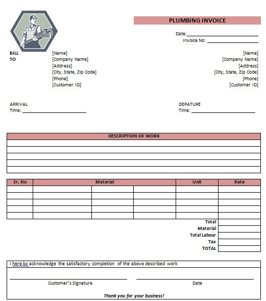 Printable Plumbing Receipt Template