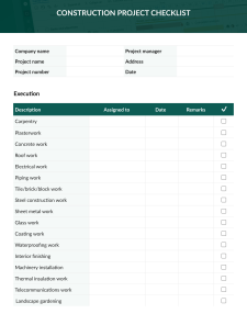 Printable Project Completion Checklist Template Example