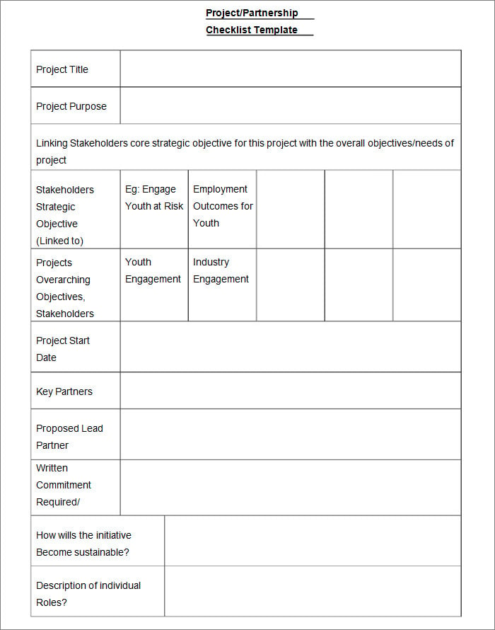 Printable Project Completion Checklist Template Sample