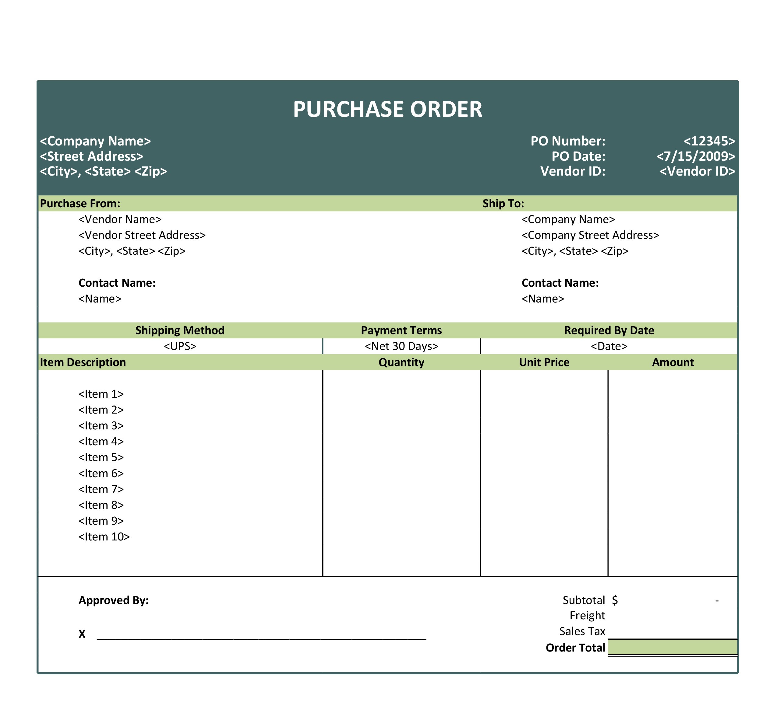 Printable Purchase Receipt Template Example